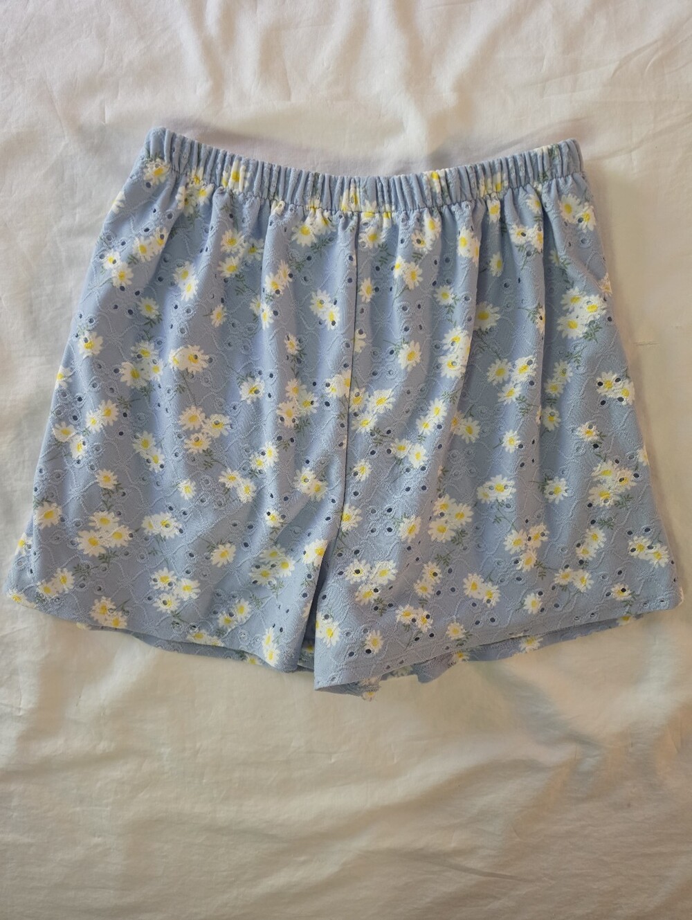 Coquette Daisy Eyelet Shorts Periwinkle Blue High Waist Fits Women’s Petite XS
